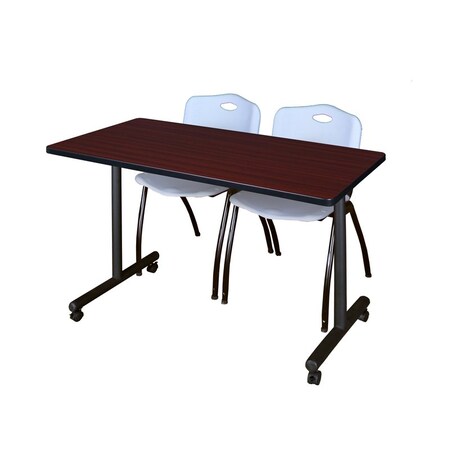 Kobe Rectangle Tables > Training Tables > Kobe Mobile Table & Chair Sets, 48 W, 24 L, 29 H, Mahogany MKTRCC4824MH47GY